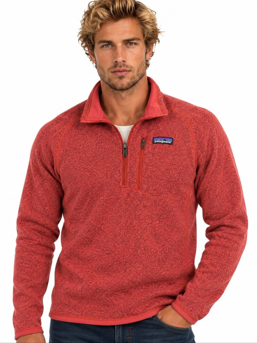 Patagonia Better Sweater 1/4 Zip Fleece Pullover Coral Heather Men's Small